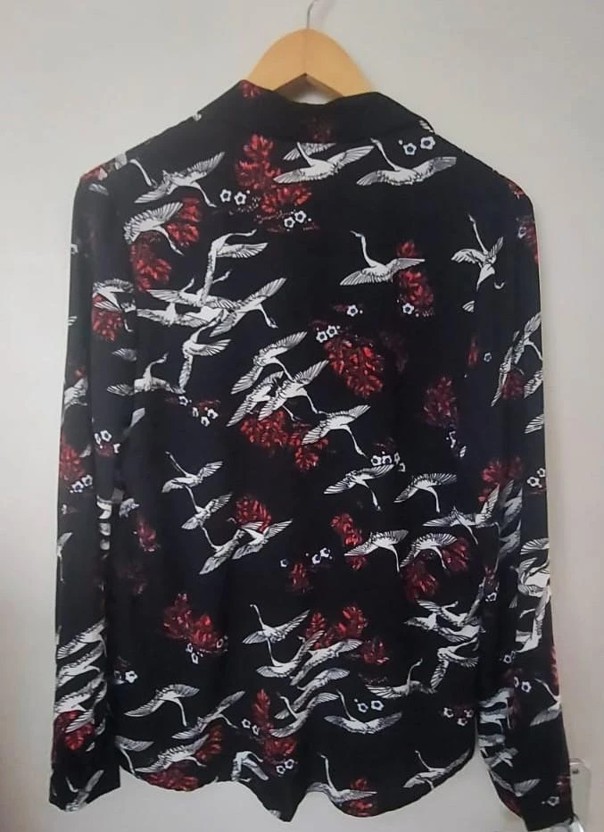 Chemisier cerise avec imprimé martin-pêcheur - Taille L – photo 3